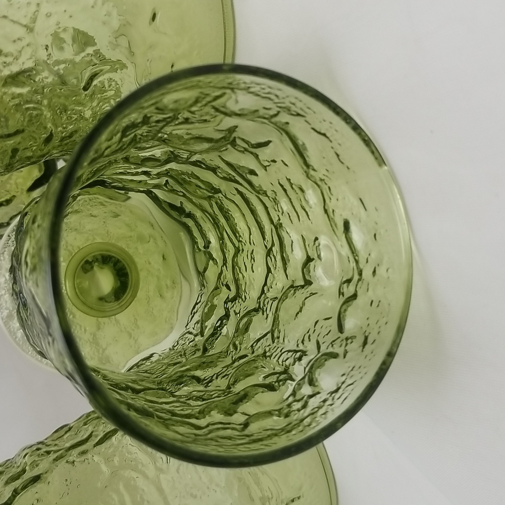 Anchor Hocking Milano Avacado Green Footed Tumblers - Picture 11 of 16